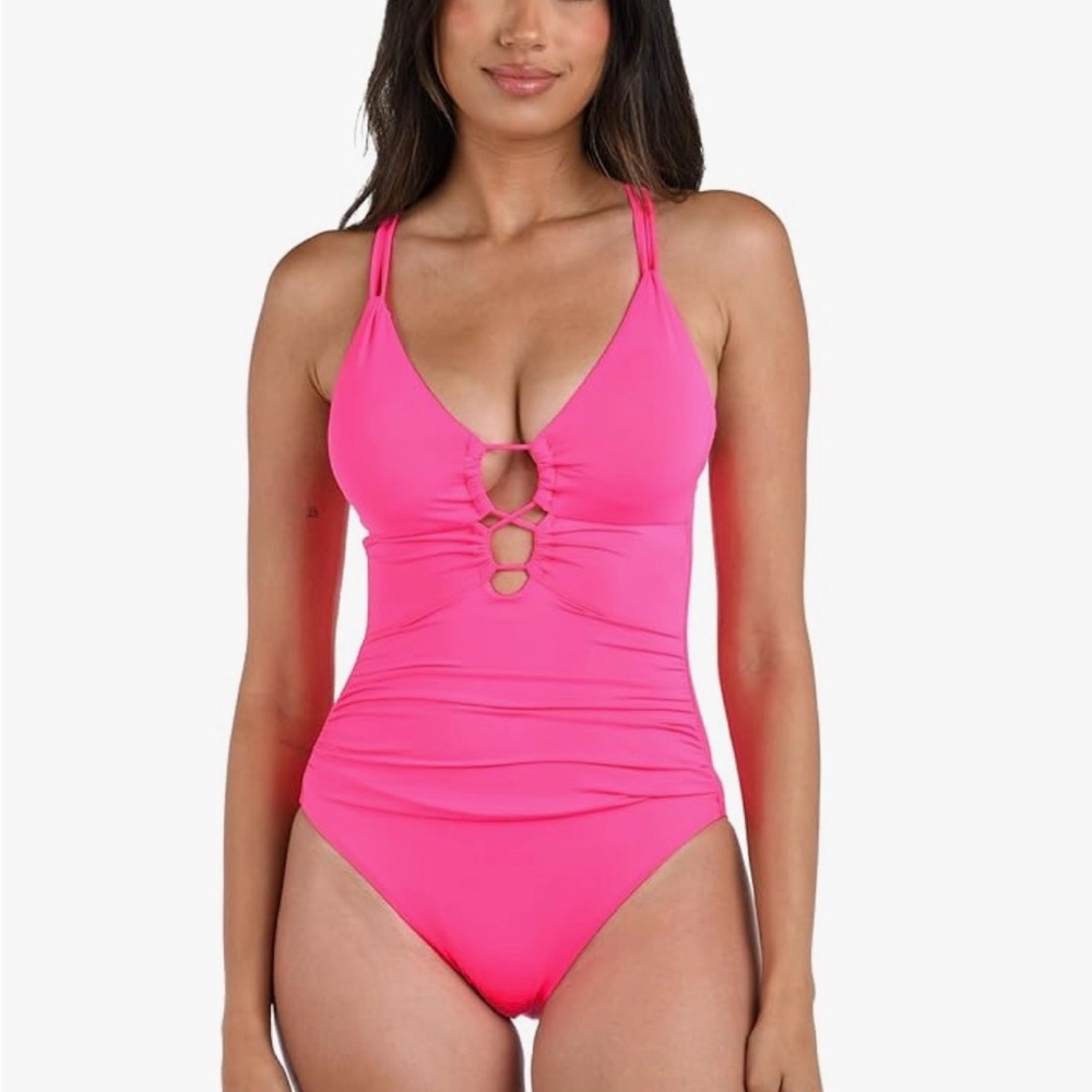 La Blanca Bright Pink One-Piece Island Goddess Swimsuit XS